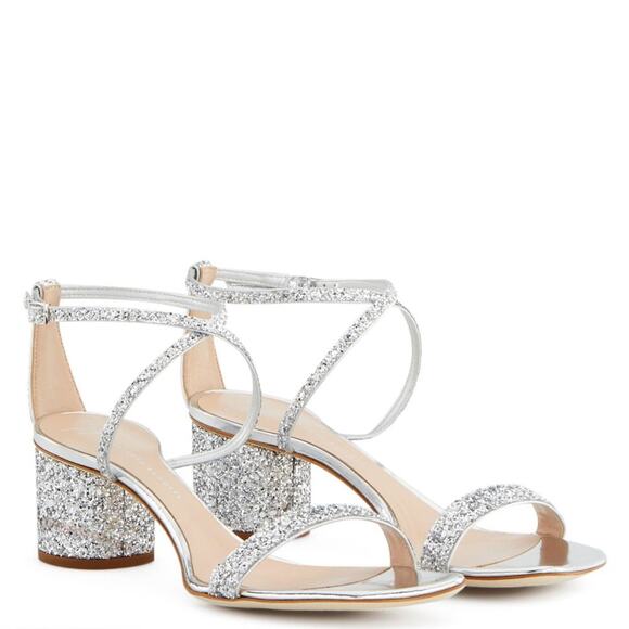 Giuseppe Zanotti Tara Glitter Heeled Sandals - 8.5 - Silver - Picture 7 of 7